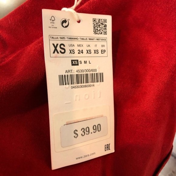 Zara Trafaluc Dress Wrap Red Faux Suede Size XS - Picture 5 of 8